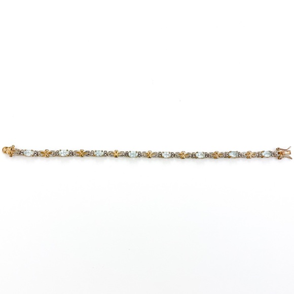 Gold Tone Sterling Silver Blue Topaz Bracelet - Picture 3 of 5
